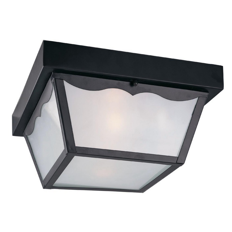 Portfolio 10.37 in W Black Outdoor Flush Mount Light