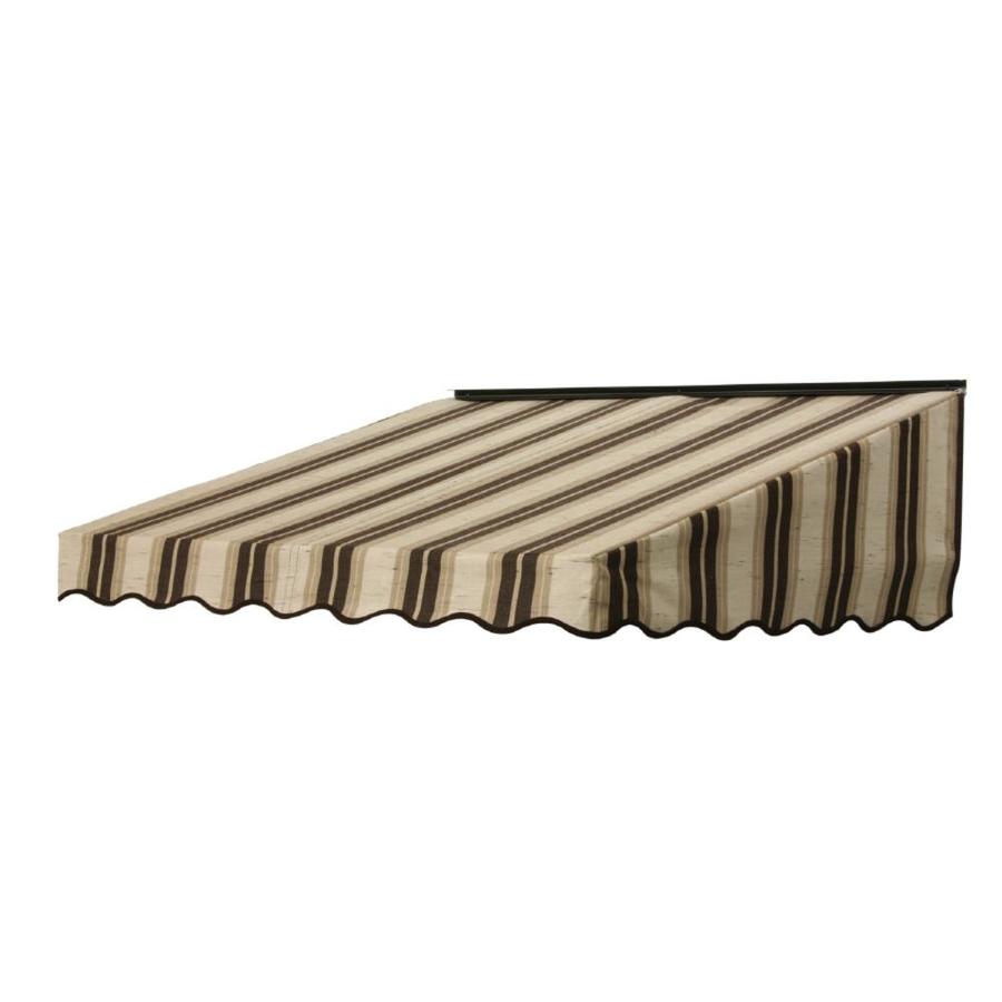 NuImage Awnings 84 in Wide x 47 in Projection Chocolate Chip Fancy Stripe Slope Door Awning