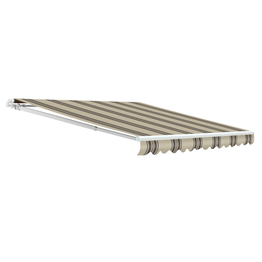 NuImage Awnings 132-in Wide x 96-in Projection Fog Striped Open Slope Patio Manual Retraction Awning | KNS04132G0756