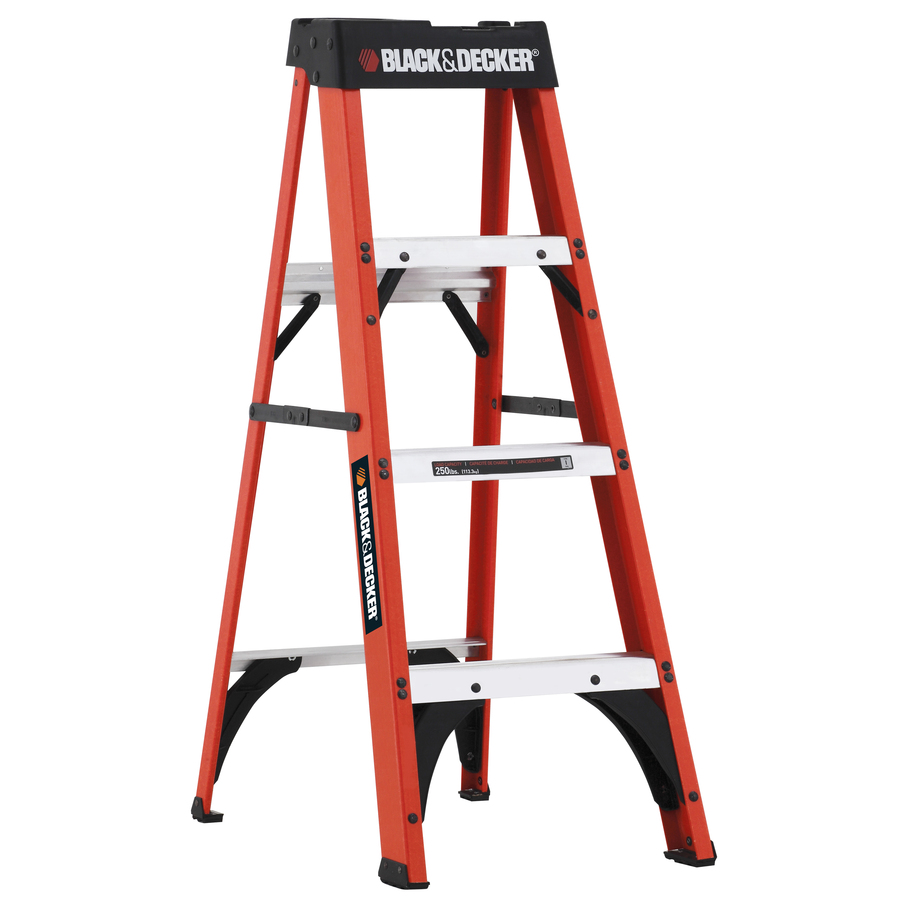 BLACK & DECKER 4 ft Fiberglass 250 lb Type I Step Ladder