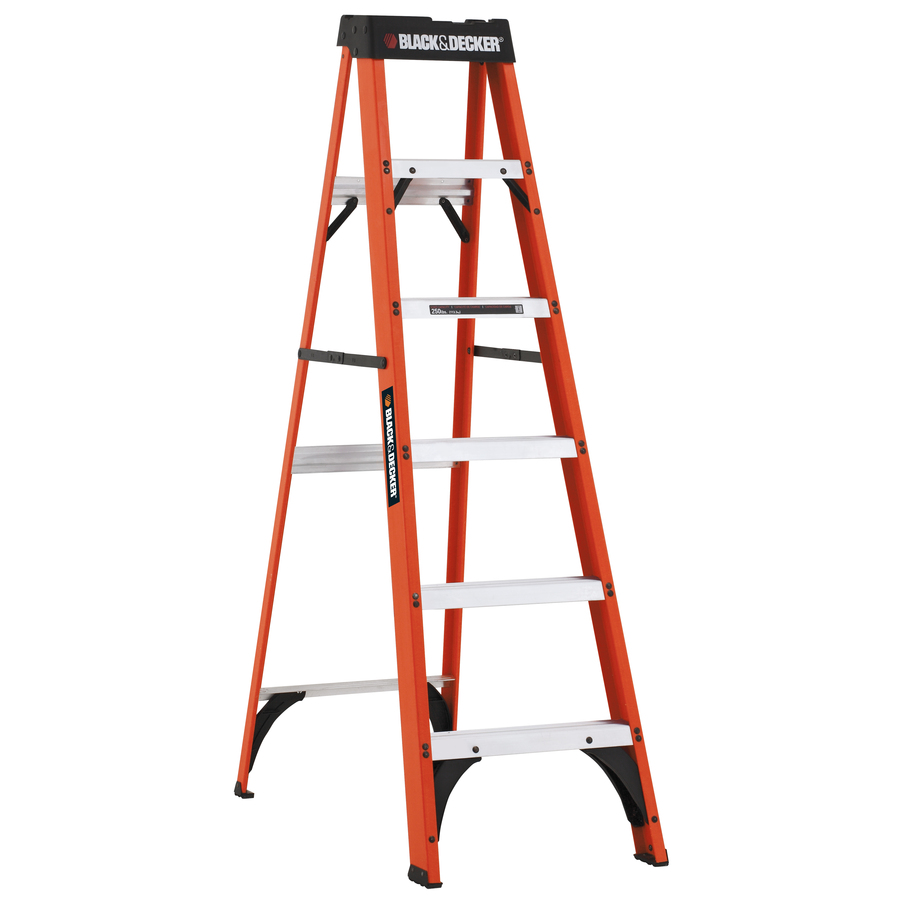 BLACK & DECKER 6 ft Fiberglass 250 lb Type I Step Ladder