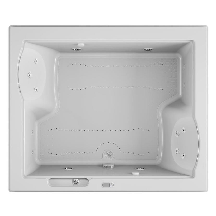 Jacuzzi Fuzion 71.75 in L x 59.75 in W x 24 in H 2 Person White Acrylic Rectangular Drop in Whirlpool Tub and Air Bath