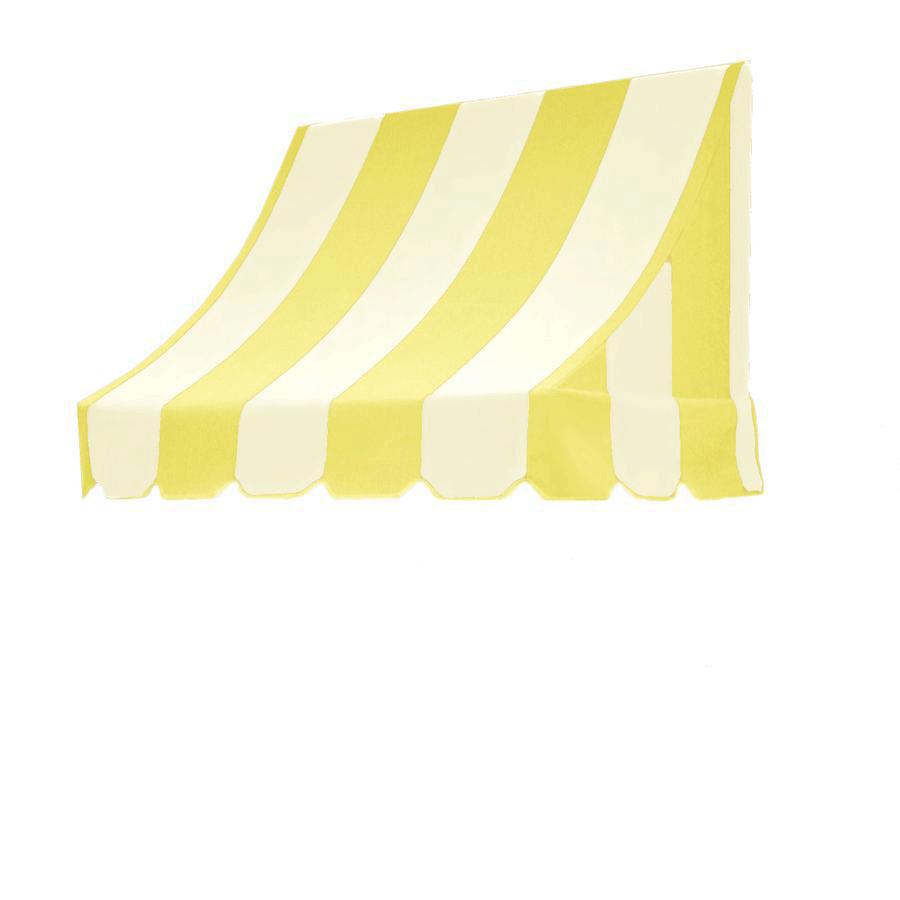 Awntech 76.5 in Wide x 24 in Projection Light Yellow/White Stripe Crescent Window/Door Awning