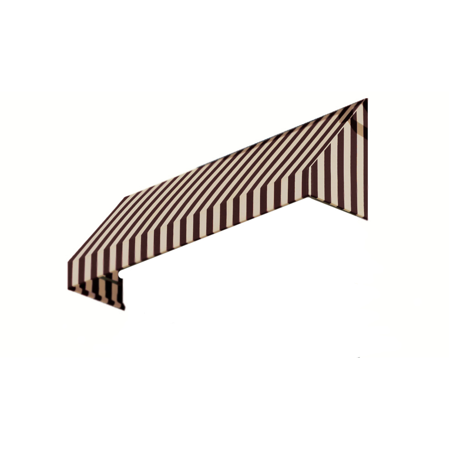 Awntech 64.5 in Wide x 48 in Projection Brown/Tan Stripe Slope Window/Door Awning