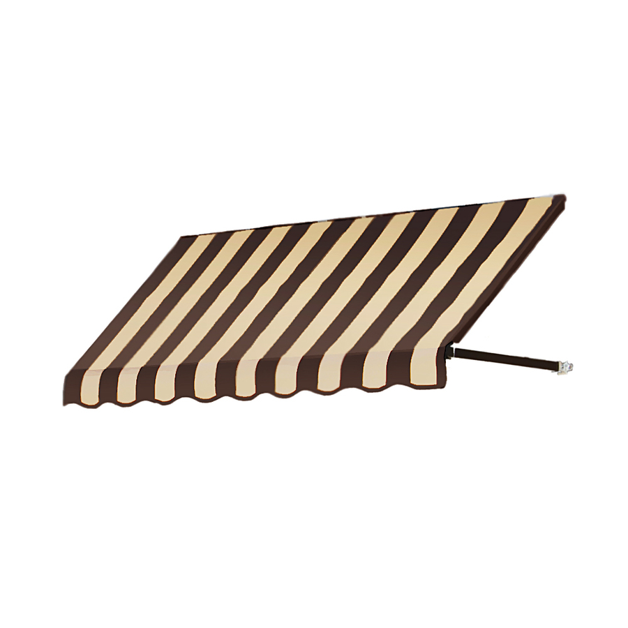 Awntech 124.5 in Wide x 36 in Projection Brown/Tan Stripe Open Slope Window/Door Awning
