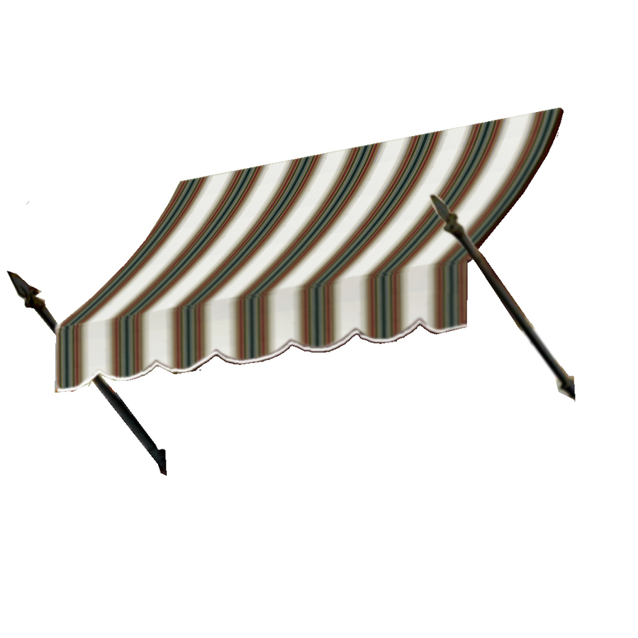 Awntech 8 ft 4 1/2 in Wide x 2 ft 8 in Projection Burgundy/Forest/Tan Striped Open Slope Window/Door Awning