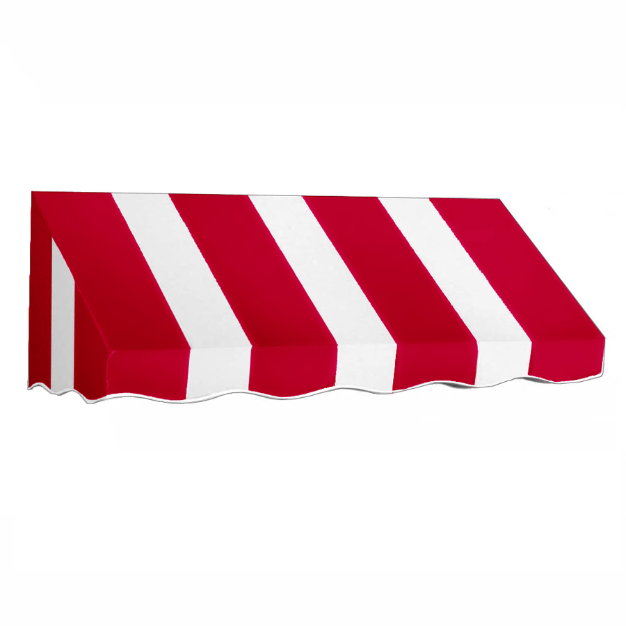 Awntech 544.5 in Wide x 24 in Projection Red/White Stripe Slope Window/Door Awning