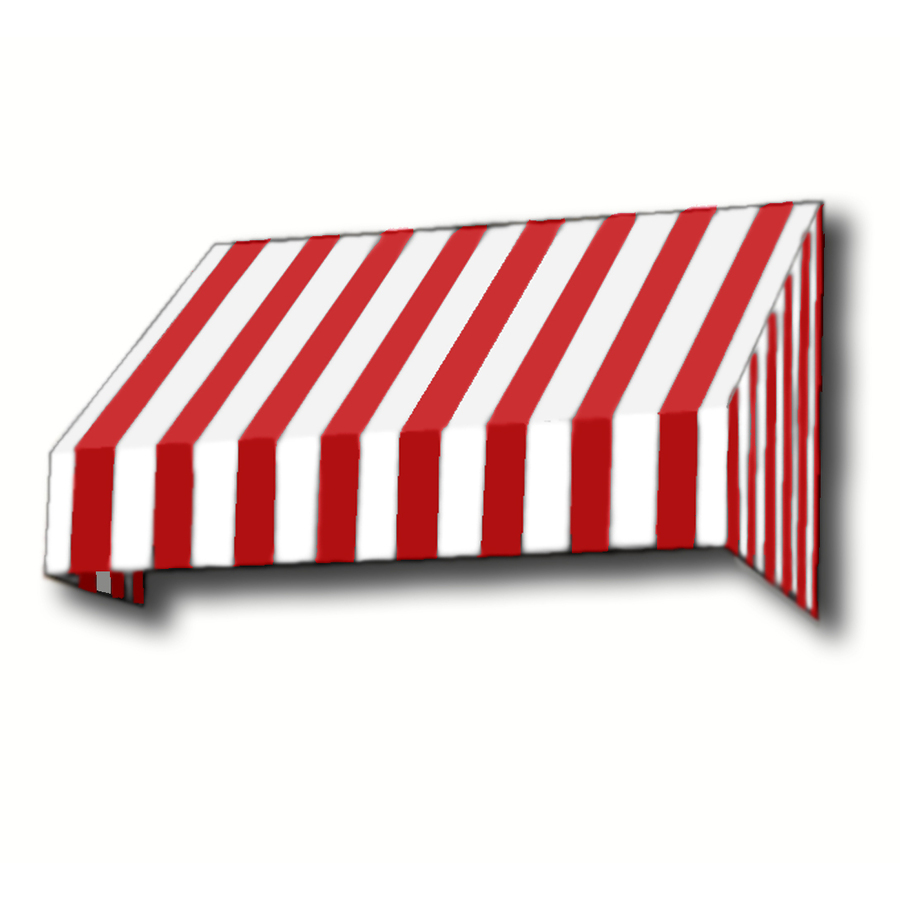 Awntech 424.5 in Wide x 48 in Projection Red/White Stripe Slope Window/Door Awning