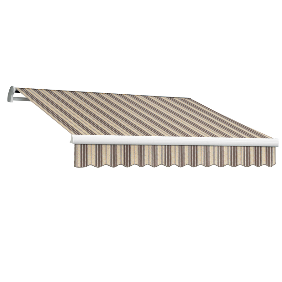 Awntech 192 in Wide x 120 in Projection Taupe Multi Stripe Slope Patio Retractable Manual Awning