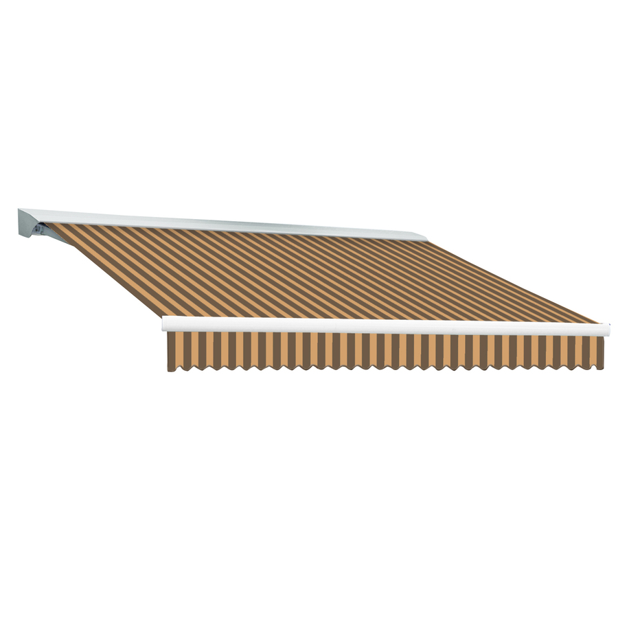 Awntech 96 in Wide x 84 in Projection Brown/Tan Stripe Slope Patio Retractable Remote Control Awning