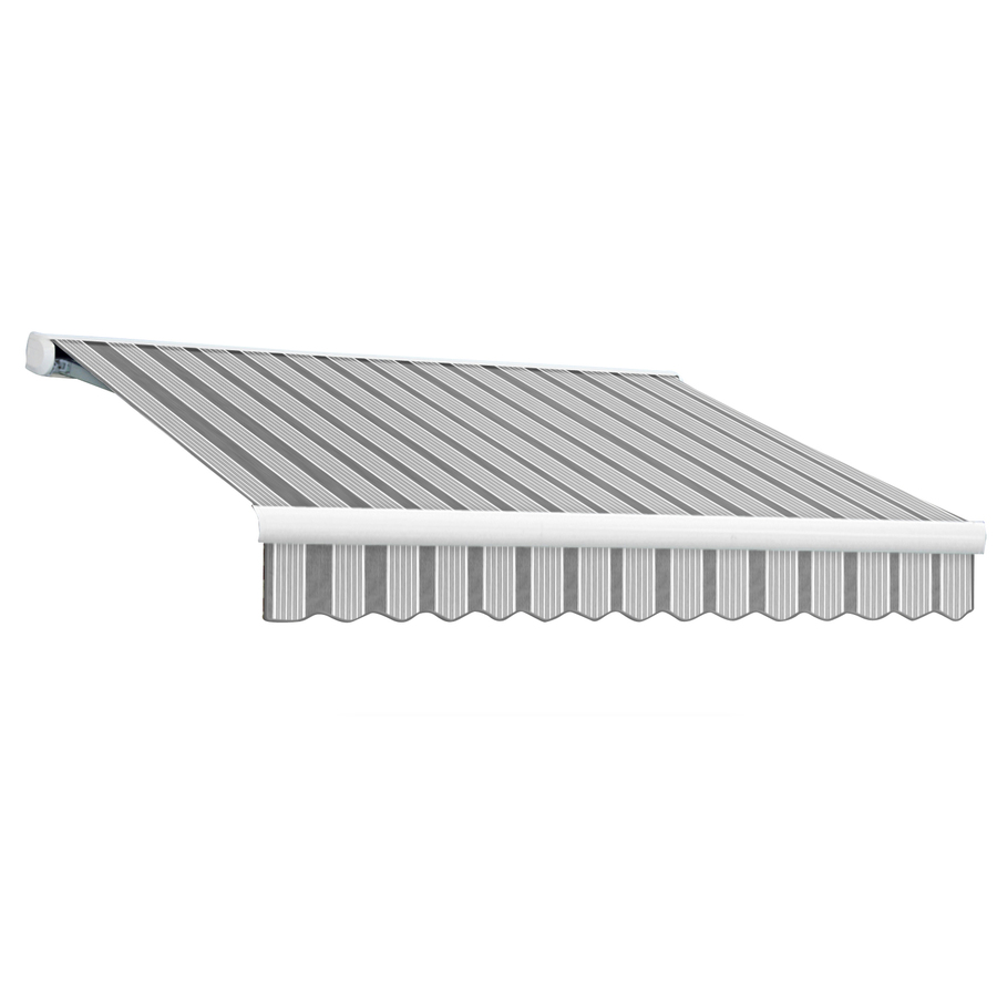 Awntech 216 in Wide x 120 in Projection Gun/Gray Stripe Slope Patio Retractable Manual Awning