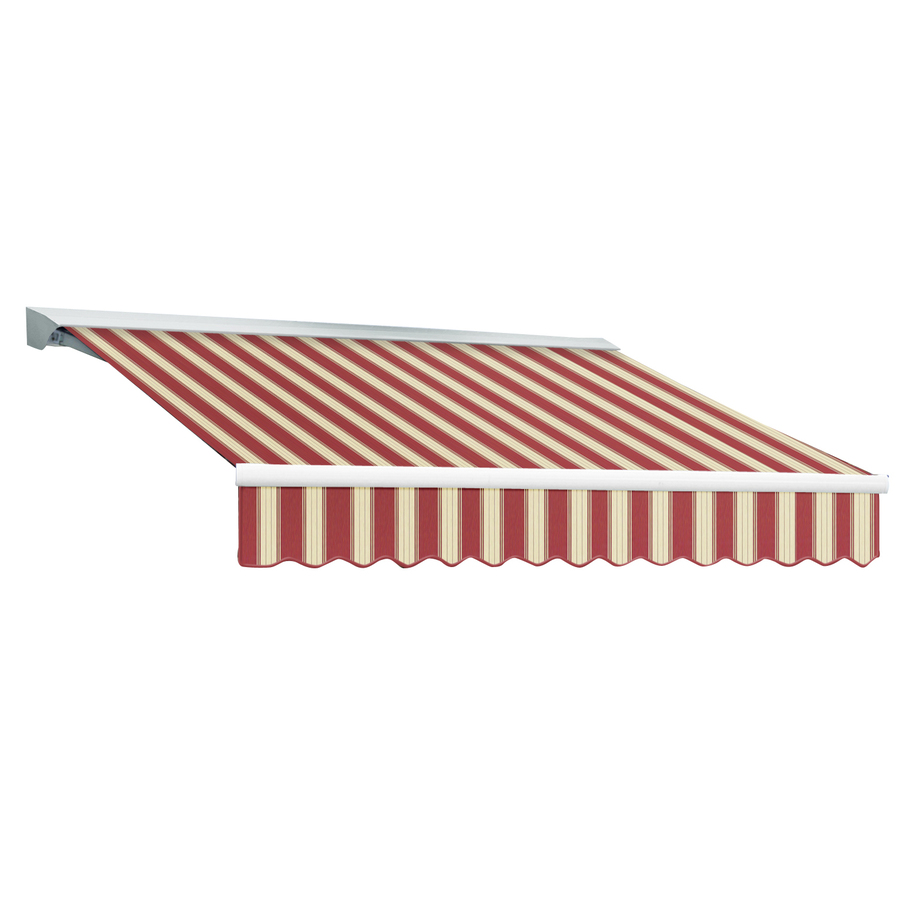 Awntech 16 ft Wide x 10 ft Projection Burgundy/White Multi Striped Slope Patio Retractable Manual Awning