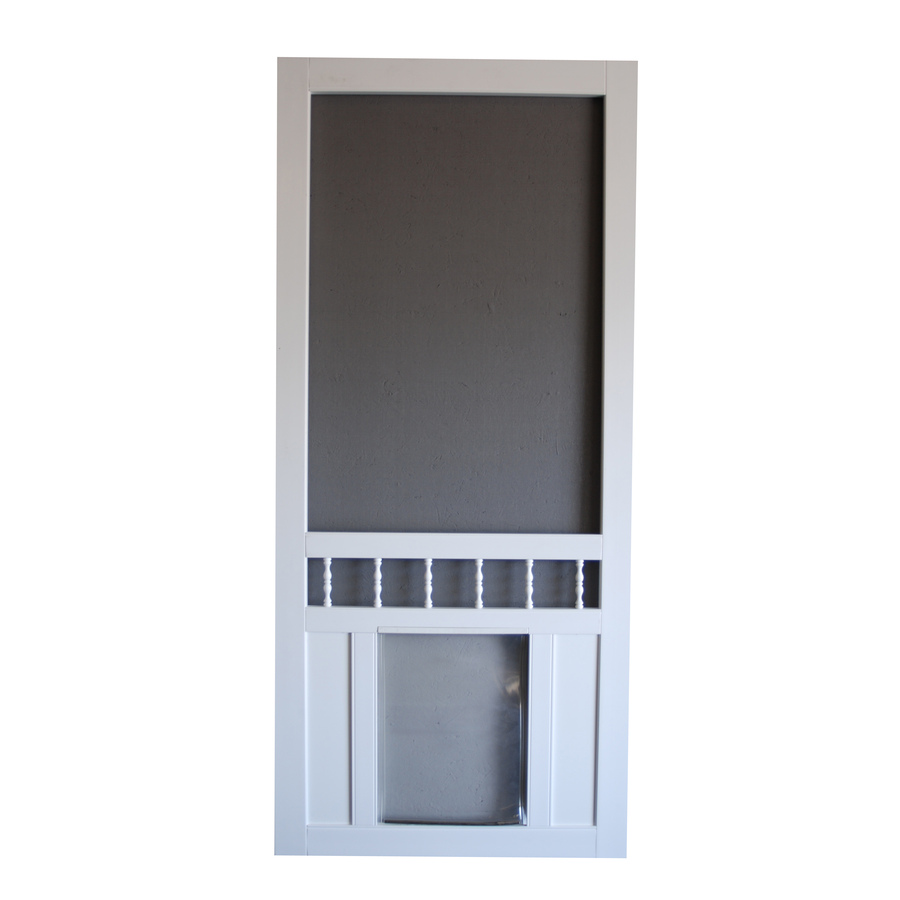 Screen Tight Southport 32 in White Vinyl Screen Door with Pet Door