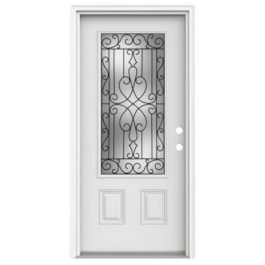 ReliaBilt Wyngate 1 Panel Insulating Core 3/4 Lite Left Hand Inswing Arctic White Fiberglass Painted Prehung Entry Door (Common 36 in x 80 in; Actual 37.5 in x 81.75 in)