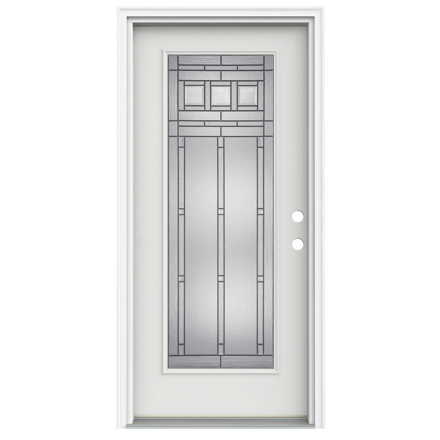 ReliaBilt Craftsman Glass 1 Panel Insulating Core Full Lite Left Hand Inswing Arctic White Fiberglass Painted Prehung Entry Door (Common 36 in x 80 in; Actual 37.5 in x 81.75 in)