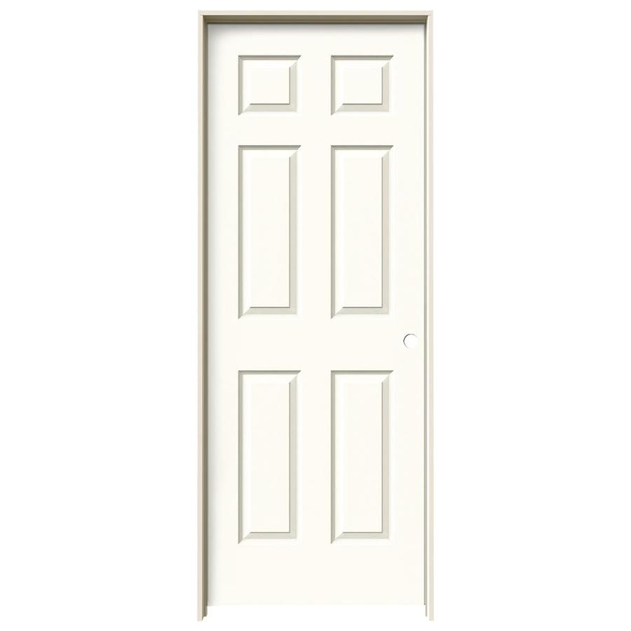 ReliaBilt 6 Panel Solid Core Textured Molded Composite Left Hand Interior Single Prehung Door (Common 80 in x 28 in; Actual 81.68 in x 29.56 in)