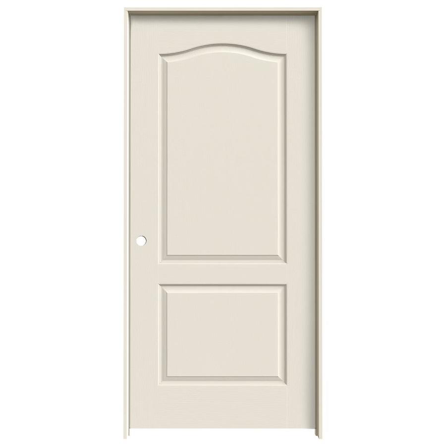 ReliaBilt 2 Panel Arch Top Solid Core Textured Molded Composite Right Hand Interior Single Prehung Door (Common 80 in x 36 in; Actual 81.68 in x 37.56 in)