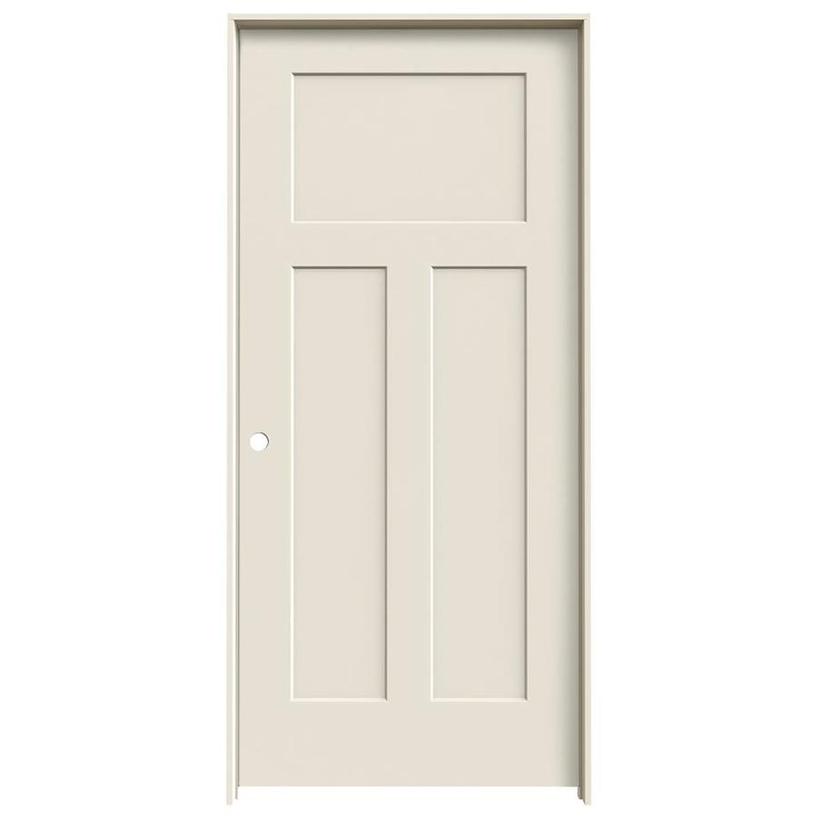 ReliaBilt 3 Panel Craftsman Solid Core Smooth Molded Composite Right Hand Interior Single Prehung Door (Common 80 in x 36 in; Actual 81.68 in x 37.56 in)