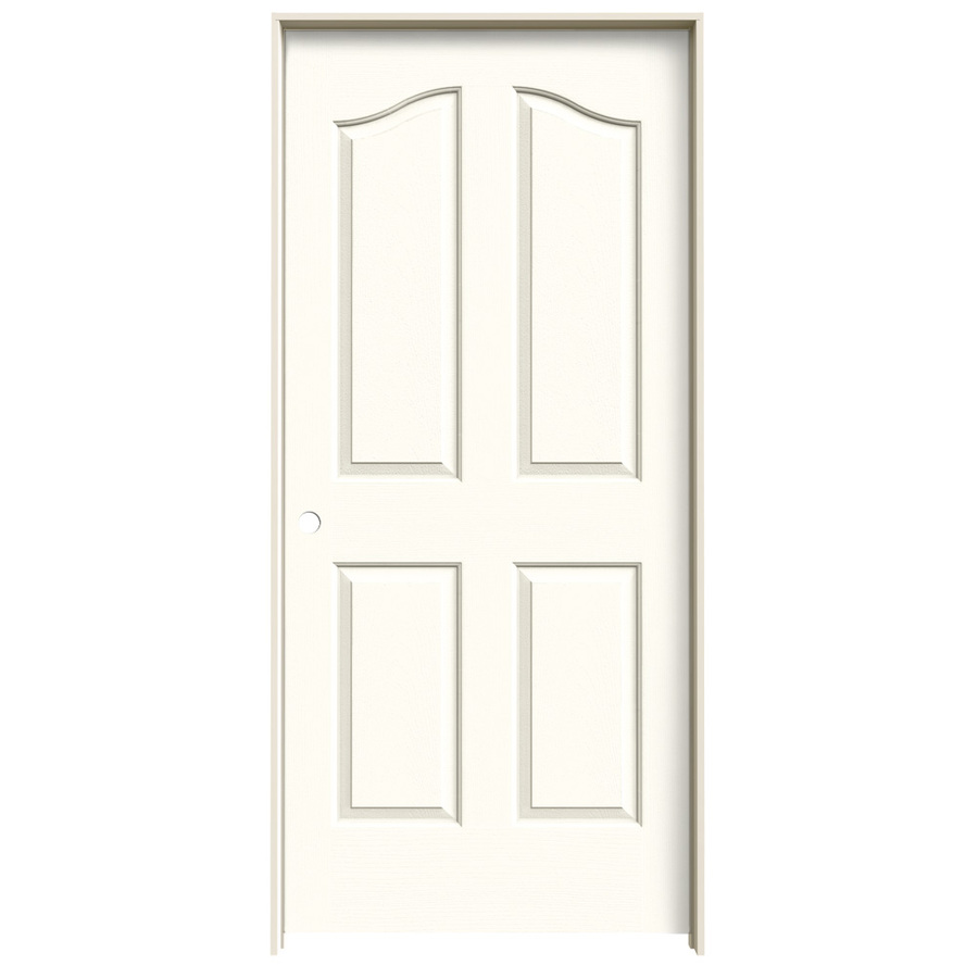 ReliaBilt 4 Panel Arch Top Solid Core Textured Molded Composite Right Hand Interior Single Prehung Door (Common 80 in x 36 in; Actual 81.69 in x 37.56 in)