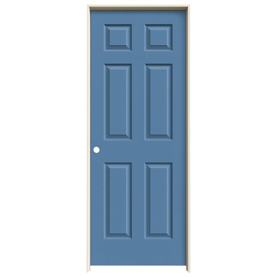 ReliaBilt 1 Panel Square Hollow Core Textured Molded Composite Right Hand Mirrored Interior Single Prehung Door (Common 80 in x 32 in; Actual 81.68 in x 33.56 in)