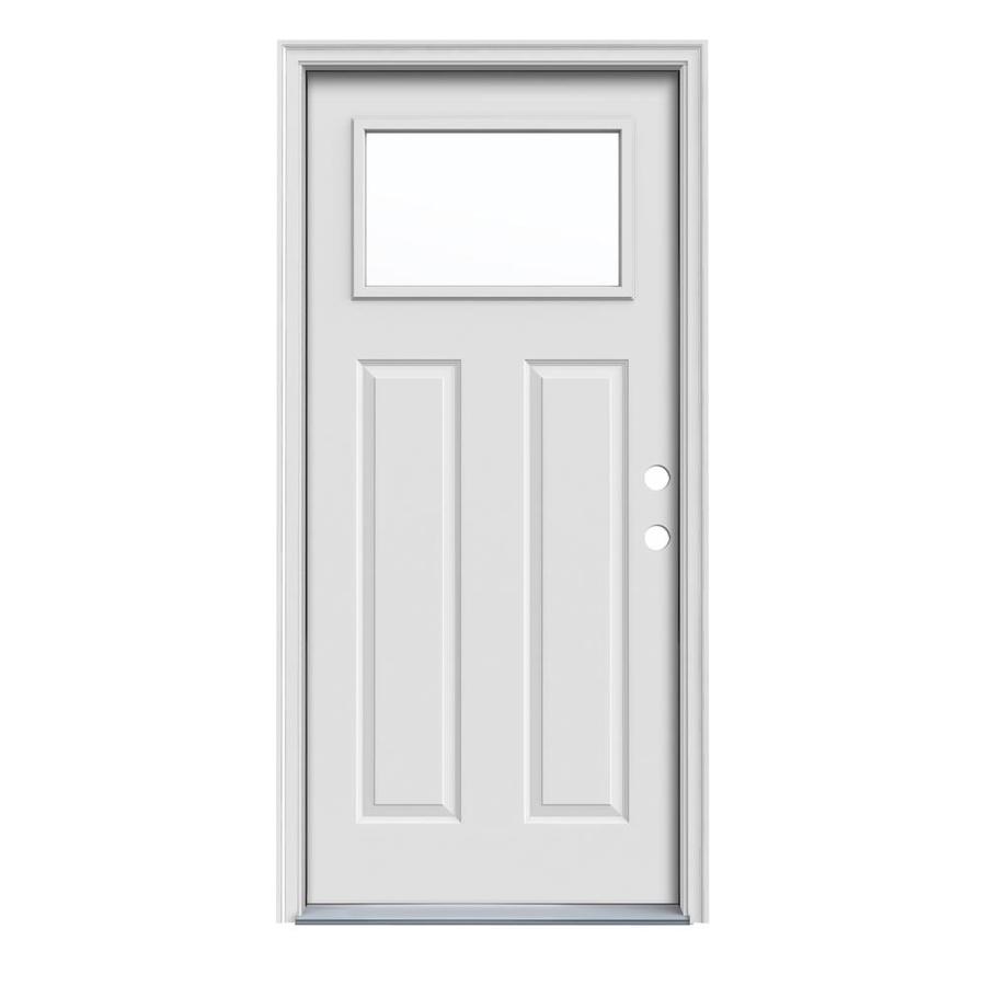 ReliaBilt Craftsman 1 Lite Prehung Inswing Steel Entry Door Prehung (Common 80 in x 32 in; Actual 81.75 in x 33.5 in)