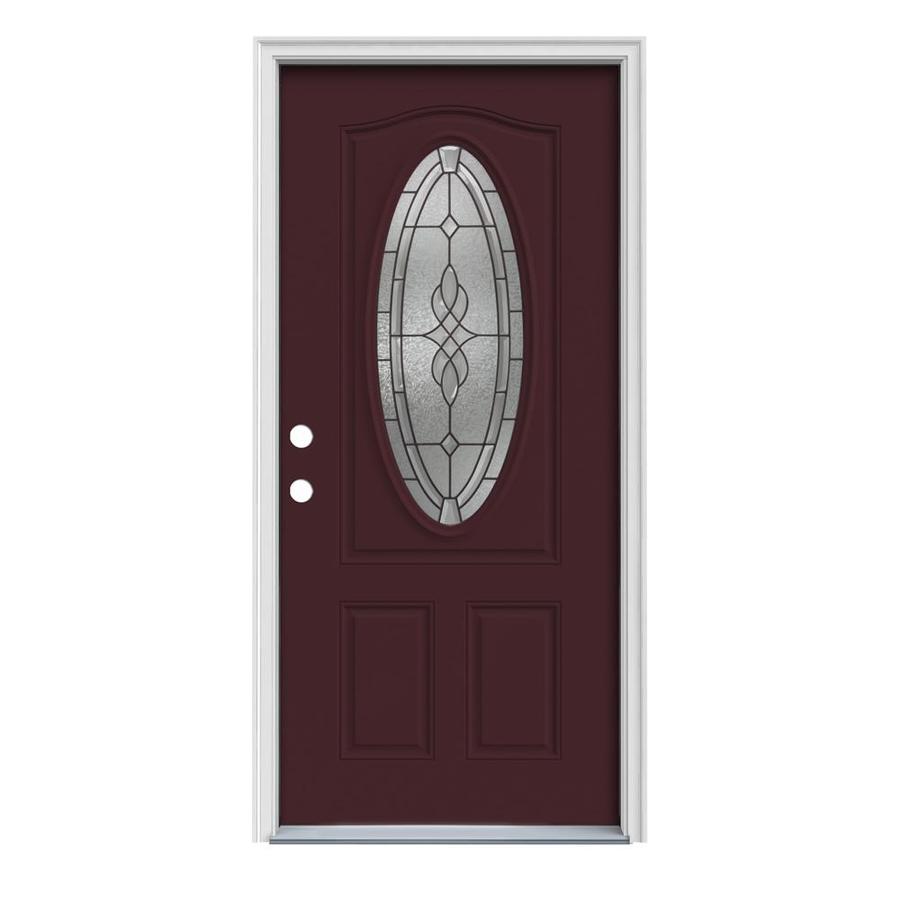 ReliaBilt Oval Lite Prehung Inswing Steel Entry Door Prehung (Common 80 in x 36 in; Actual 81.75 in x 37.5 in)