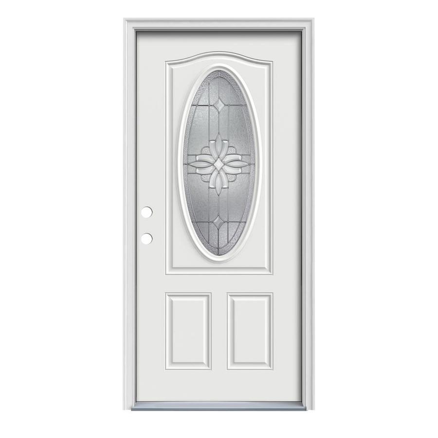 ReliaBilt Oval Lite Prehung Inswing Steel Entry Door Prehung (Common 80 in x 32 in; Actual 81.75 in x 33.5 in)