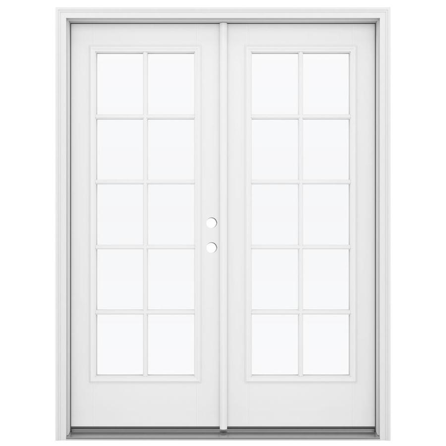 ReliaBilt 59.5 in 10 Lite Glass Primed Fiberglass French Outswing Patio Door