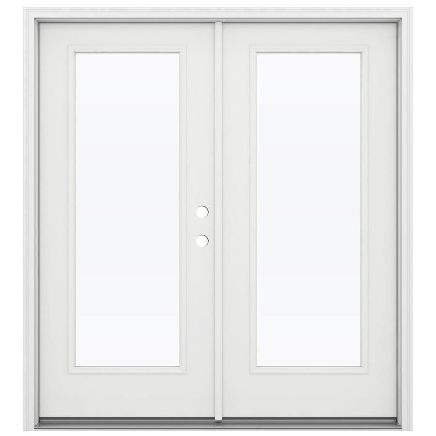 ReliaBilt 71.5 in 1 Lite Glass Arctic White Steel French Inswing Patio Door