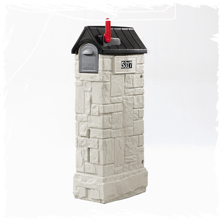 Step2 15 1/4 in x 53 3/8 in Plastic Stone Gray/Black Lockable Post Mount Mailbox with Post