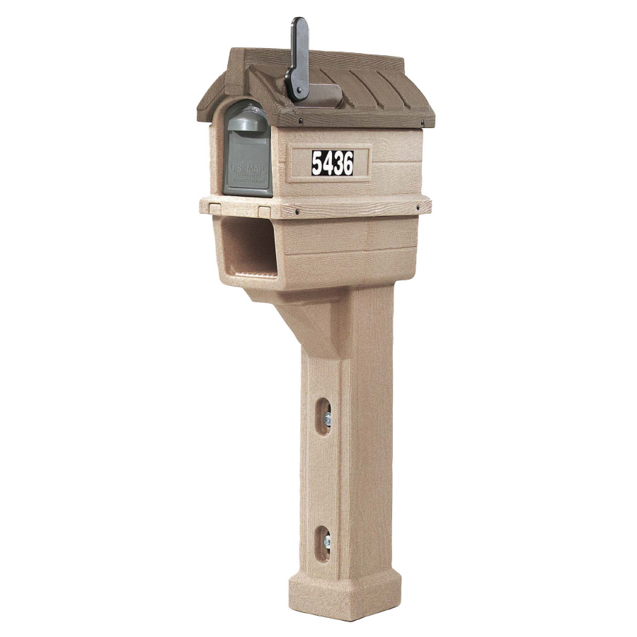 Step2 10 3/4 in x 52 5/8 in Plastic Wood Look Post Mount Mailbox with Post