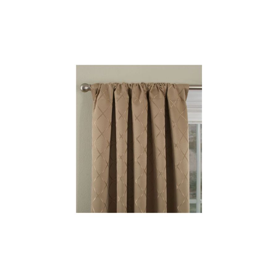 Style Selections Diamante 84 in L Checked Taupe Thermal Rod Pocket Curtain Panel