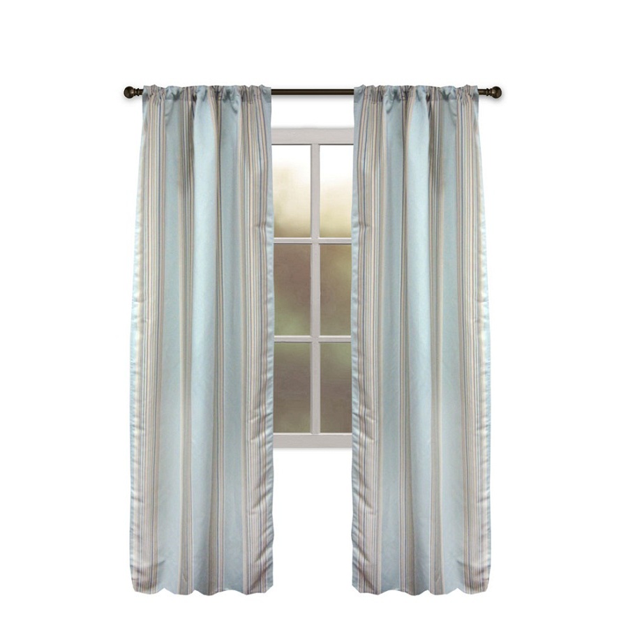 allen + roth Northfield 84 in L Striped Aqua Thermal Rod Pocket Curtain Panel