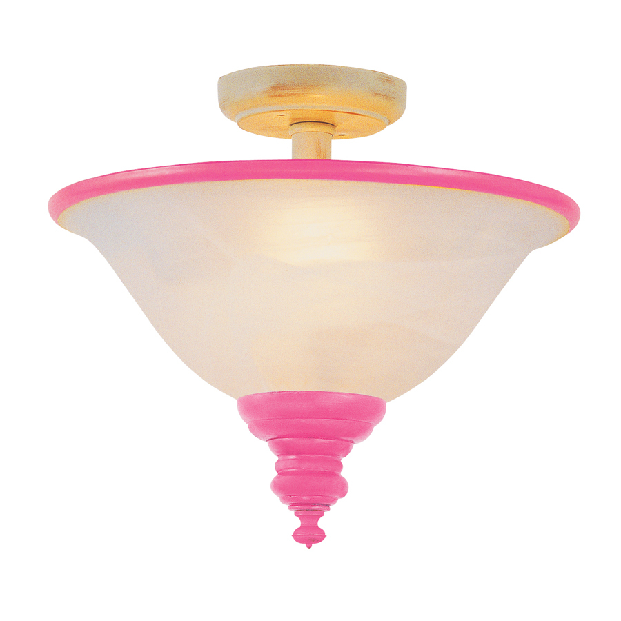 Trans Globe Pink Kids Lamps Semi Flush Ceiling Light with Marbleized Glass