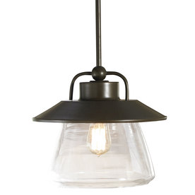 allen + roth 12"W Mission Bronze Pendant Light with Clear Shade