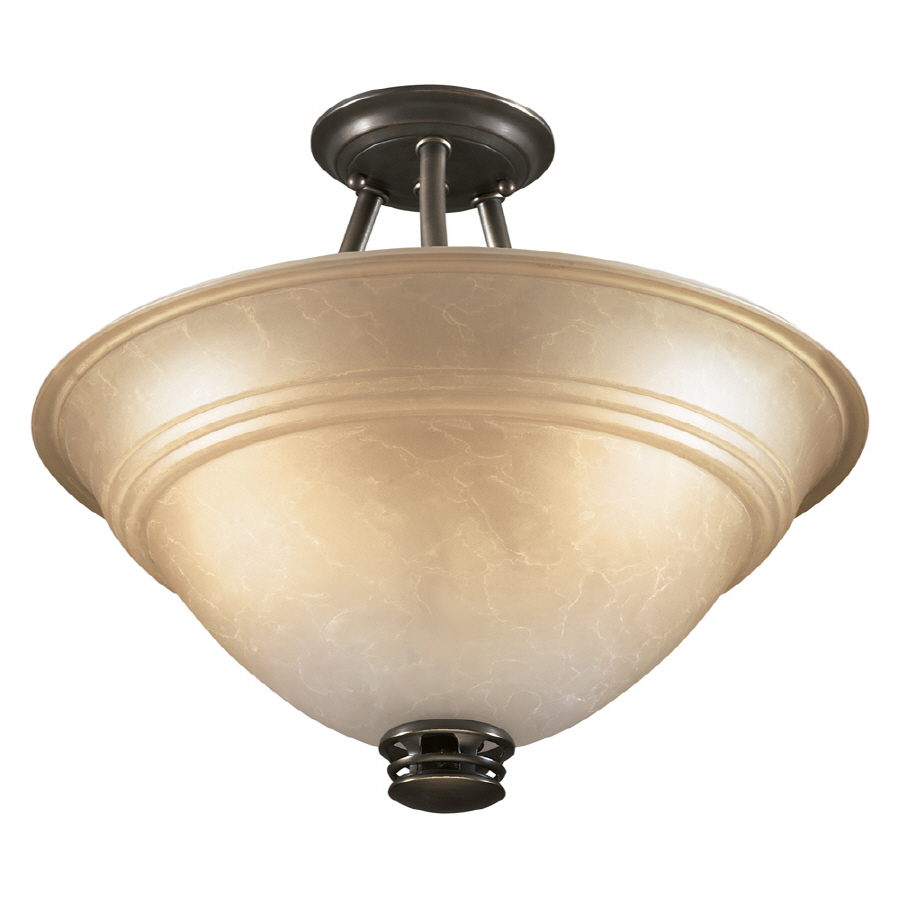 Portfolio Libbe 15.38 in W Antique Brass Frosted Glass Semi Flush Mount Light