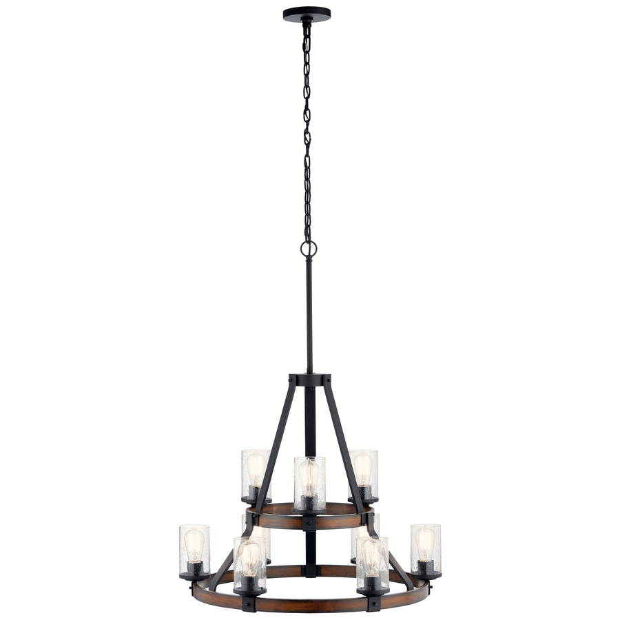 Kichler Barrington 5 Light Distressed Black and Wood Tone Rustic Chandelier Kichler Barrington 5 Light Distressed Black and Wood Tone Rustic Chandelier