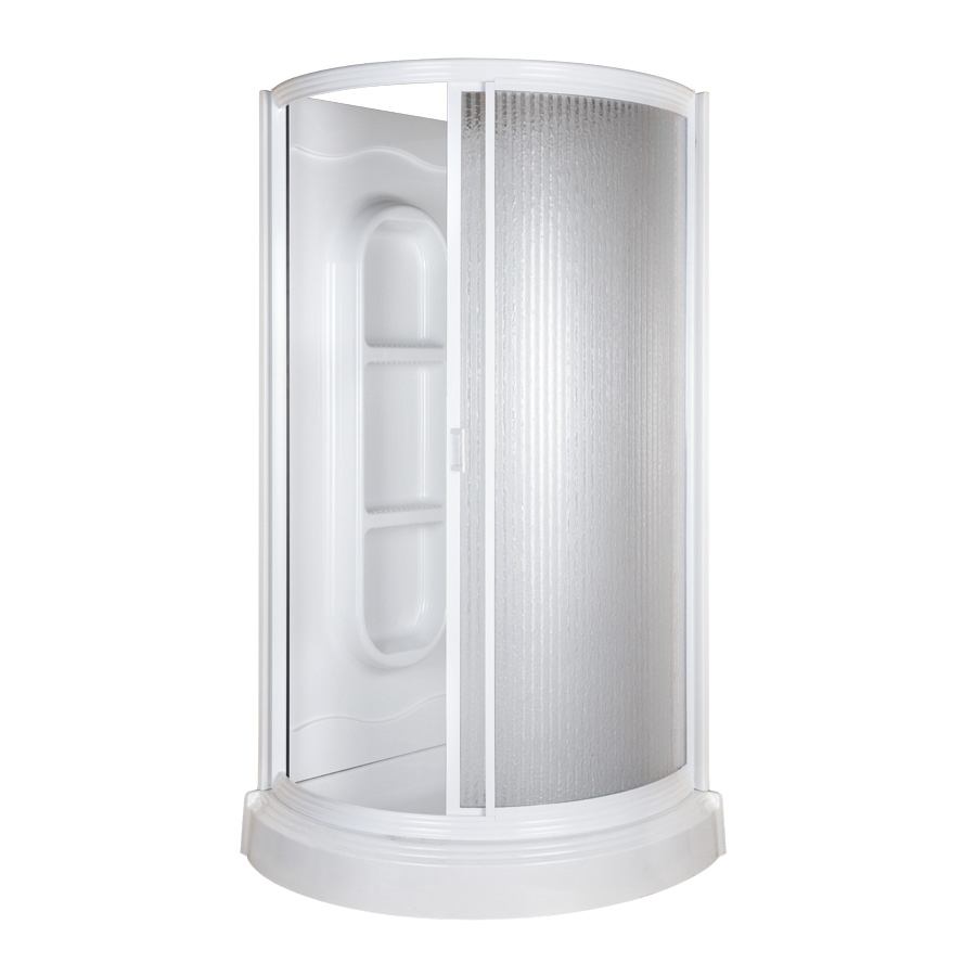 Aqua Glass Round Shower 78 in H x 37.75 in W x 37.75 in L High Gloss White Round Corner Shower Kit