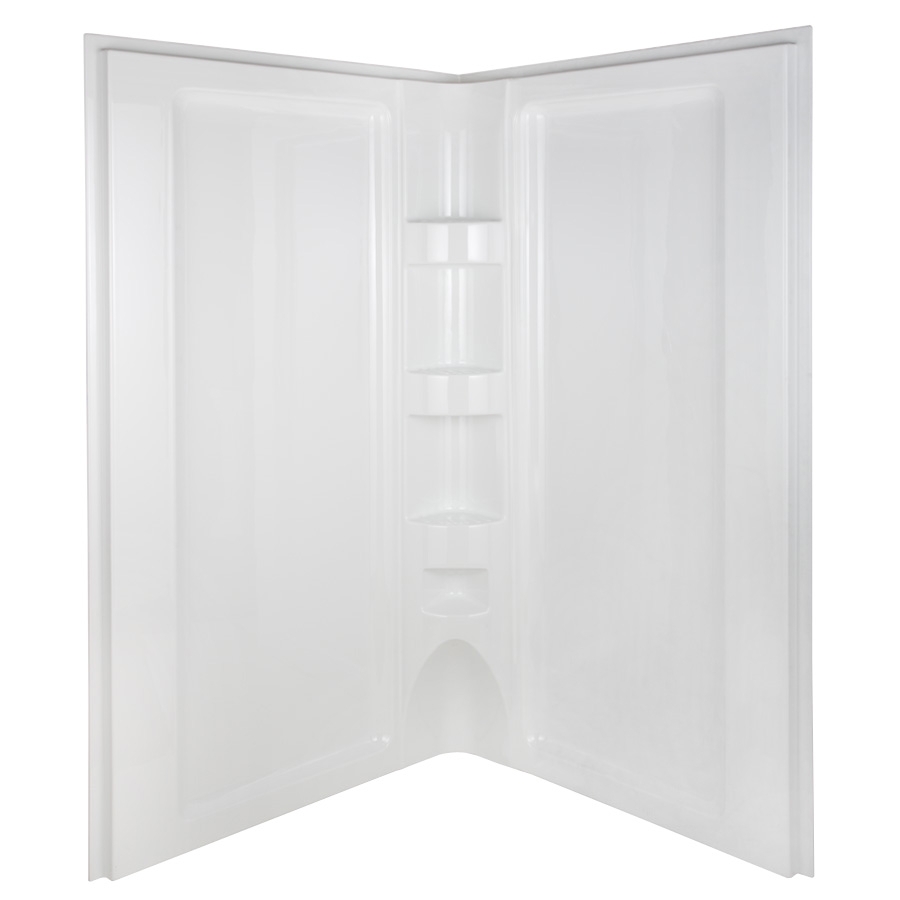 Aqua Glass Neo Angle Shower Walls 42 in W x 42 in L x 72.32 in H High Gloss White High Impact Polystyrene Shower Wall Surround Corner Wall Panel