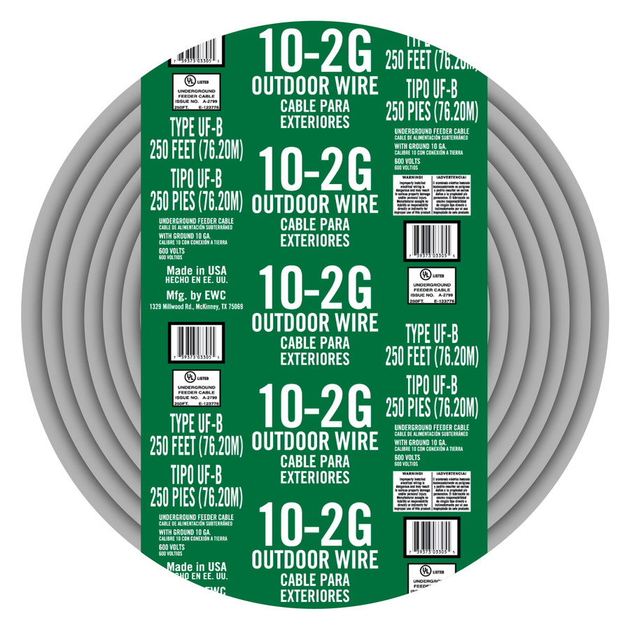 Encore Wire 250 ft 10 2 Outdoor UF Underground Feeder Wire