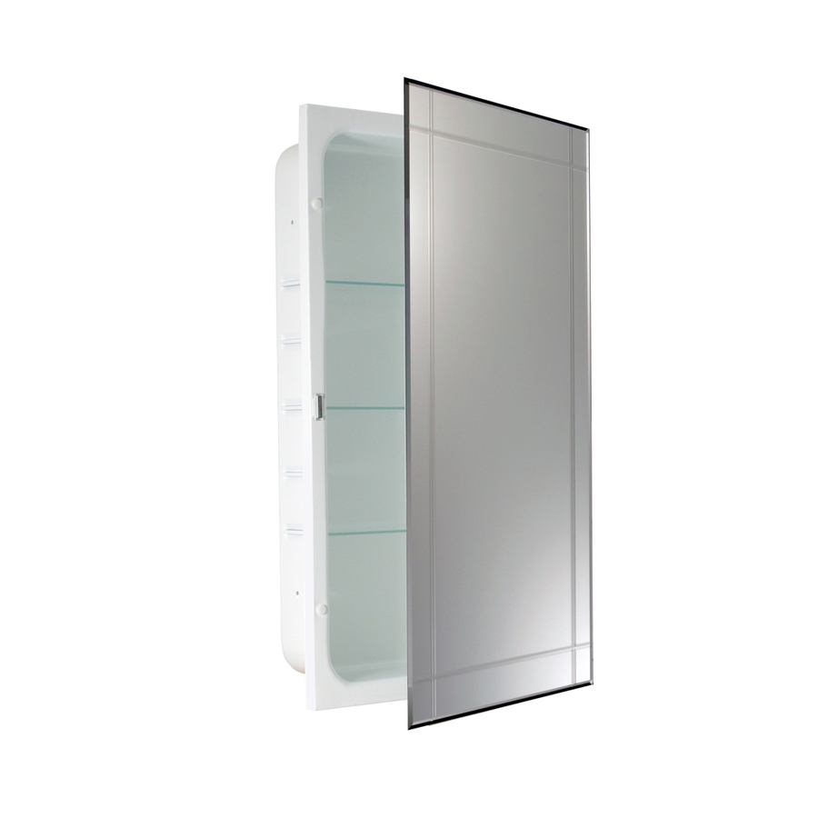 allen + roth 26 in H x 16 in W Frameless Bevel Metal Recessed Medicine Cabinet