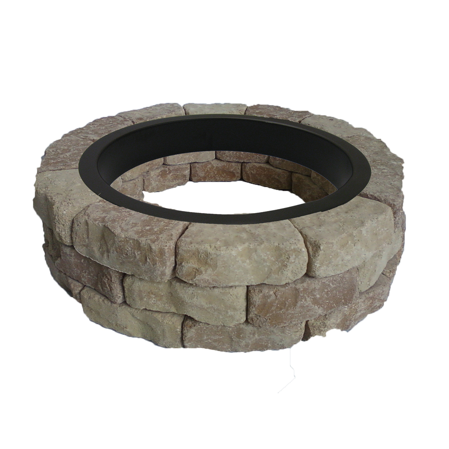 Shop allen + roth Sand/Beige Flagstone Fire Pit Patio Block Project Kit at.