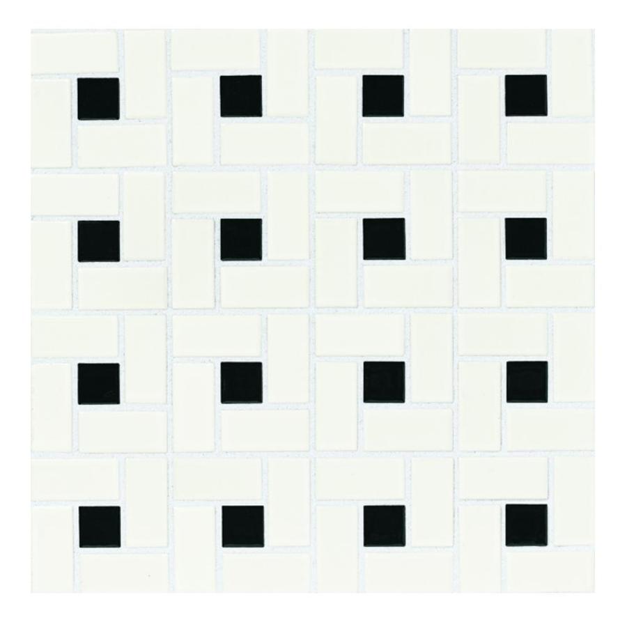 American Olean Alameda White and Black Dot Glazed Porcelain Mosaic Indoor/Outdoor Wall Tile (Common 12 in x 12 in; Actual 11.81 in x 11.81 in)