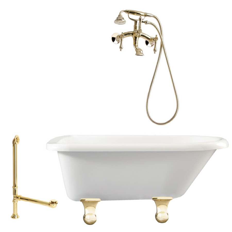 Shop Giagni 60 in x 30 3/8 in Brighton White Oval Clawfoot Tub at 