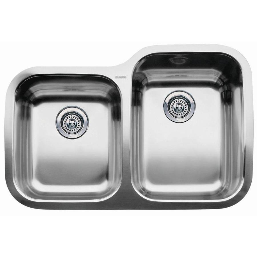 BLANCO Supreme 18 Gauge Double Basin Undermount Stainless Steel Kitchen Sink