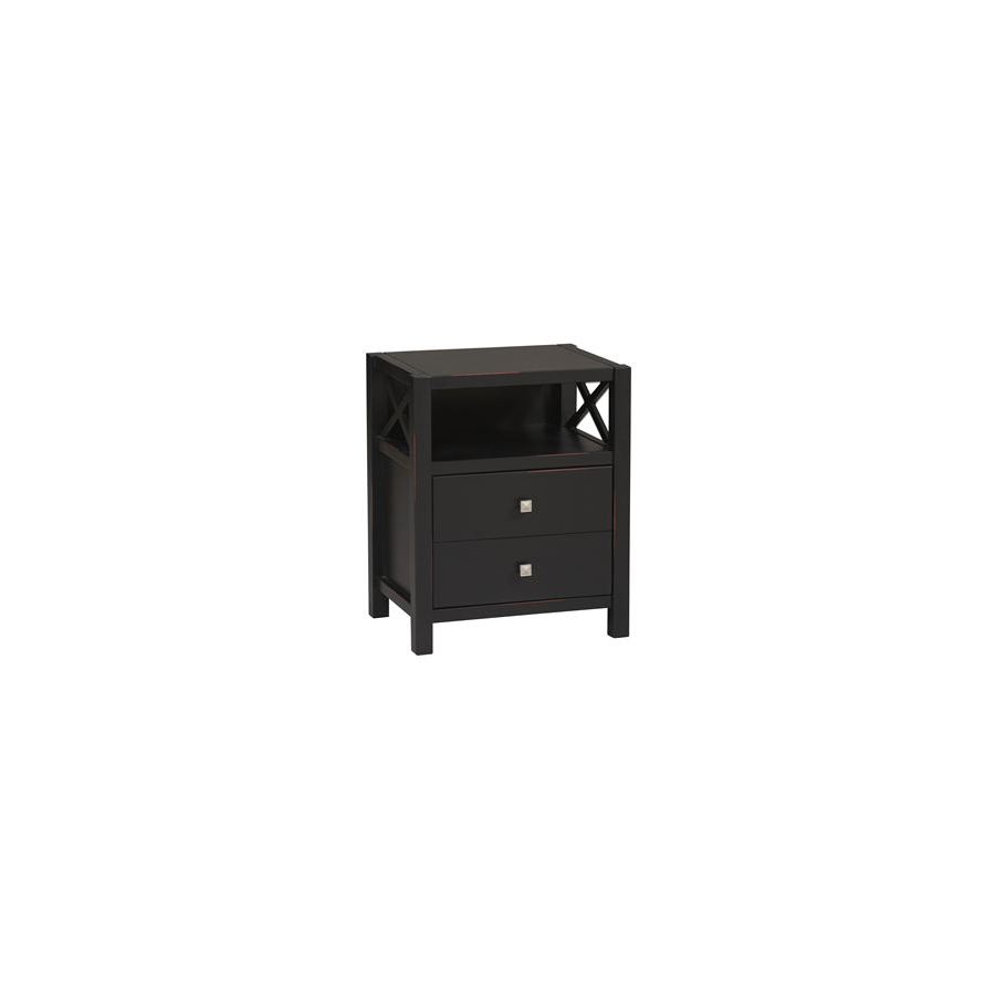 Linon Anna Black Asian Hardwood Square End Table