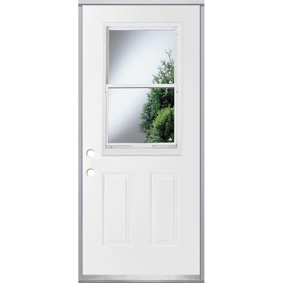 ReliaBilt Half Lite Prehung Inswing Steel Entry Door Prehung (Common 80 in x 36 in; Actual 81 in x 37 in)