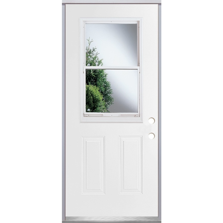 ReliaBilt Half Lite Prehung Inswing Steel Entry Door Prehung (Common 80 in x 36 in; Actual 81 in x 37 in)