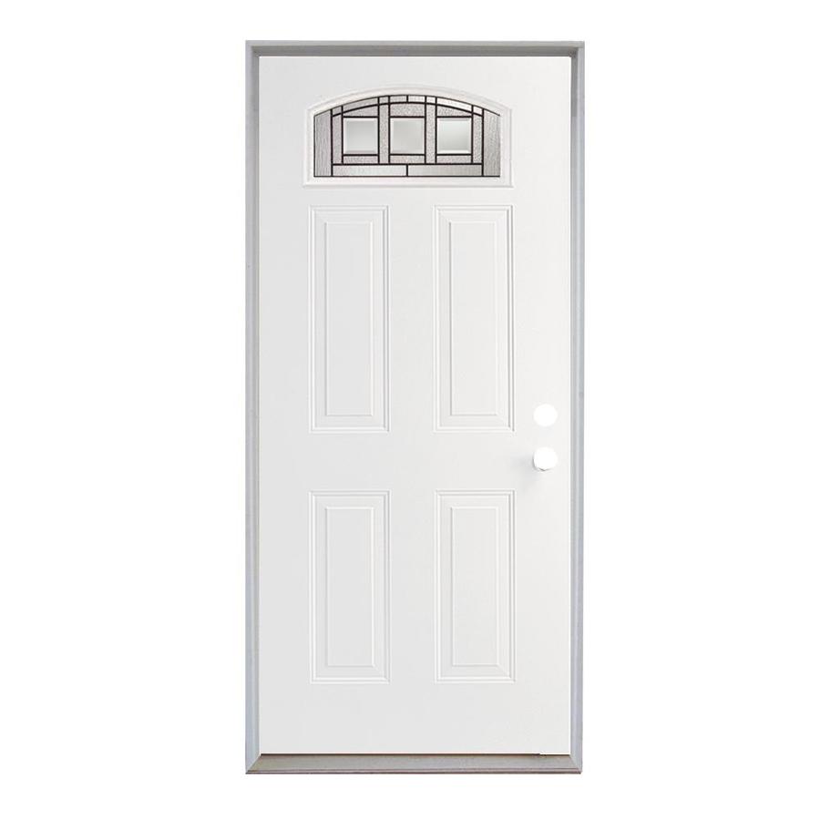 ReliaBilt Fan Lite Prehung Inswing Steel Entry Door Prehung (Common 80 in x 36 in; Actual 81 in x 37 in)