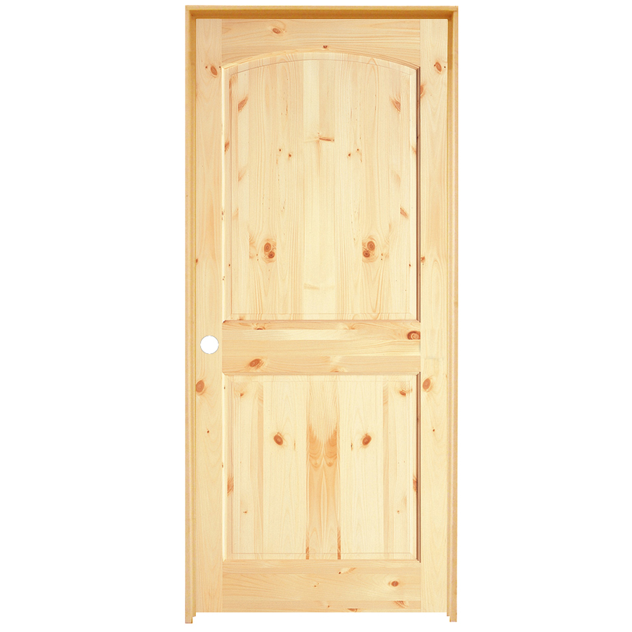 ReliaBilt 28 in x 80 in 2 Panel Arch Top Knotty Pine Solid Core Non Bored Interior Slab Door